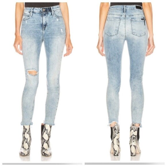 RTA Madrid Distressed Skinny Jeans Midtown Blue Raw Hem Women’s Size 26 - Picture 1 of 15